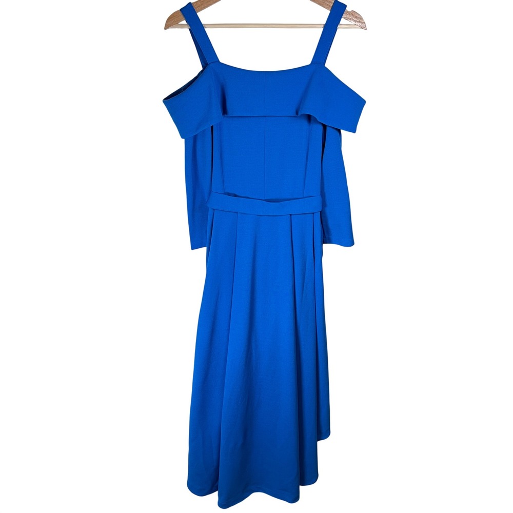 Venus Royal Blue Off Shoulder High Low Belted Dress Silver Buttons Size 6 - Picture 5 of 9